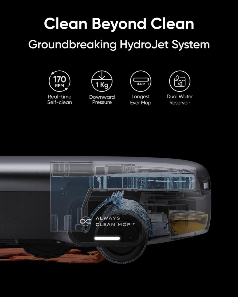 eufy Omni S1 Pro Robot Vacuum and Mop, 8000Pa Suction, Self-Emptying & Mop Washing, HydroJet Ozone Cleaning, Smart Obstacle Avoidance, All-in-One Station - Image 3