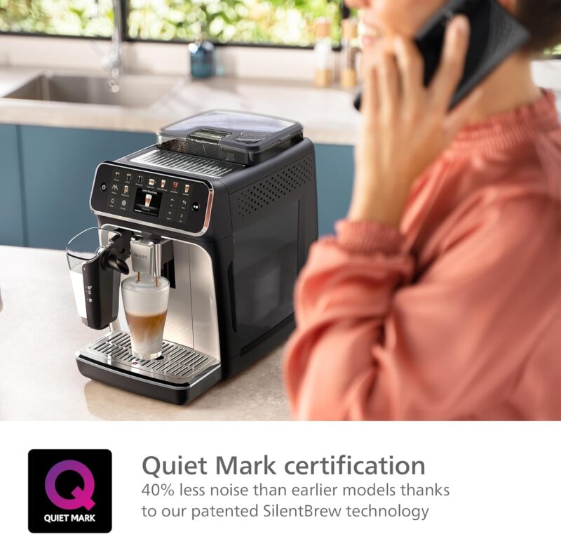 Philips 5500 Series EP5546/70 – Fully Automatic Espresso Machine with LatteGo, SilentBrew, QuickStart & 20 Hot & Iced Beverages (Black/Silver) - Image 4
