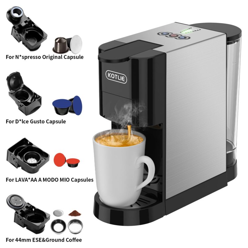 KOTLIE AC-513HF 5-in-1 19-Bar Multi-Capsule Espresso Machine – Compatible with Nespresso Original, Dolce Gusto, Lavazza Mio, L’OR, Ground & ESE Pods - Image 25