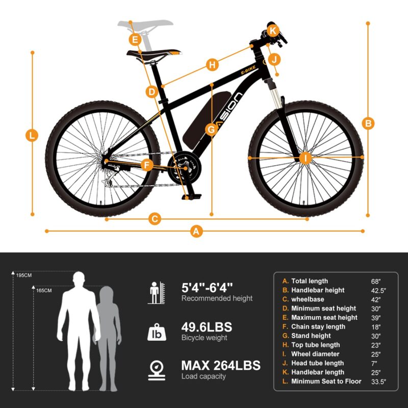 Jasion EB5 26″ / 66 cm Electric Bike – 350 W Motor, Removable 36 V Battery, 40 mi / 64 km Range - Image 11
