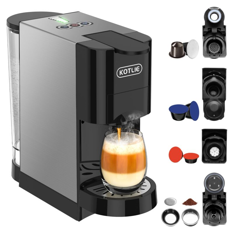 KOTLIE AC-513HF 5-in-1 19-Bar Multi-Capsule Espresso Machine – Compatible with Nespresso Original, Dolce Gusto, Lavazza Mio, L’OR, Ground & ESE Pods - Image 3