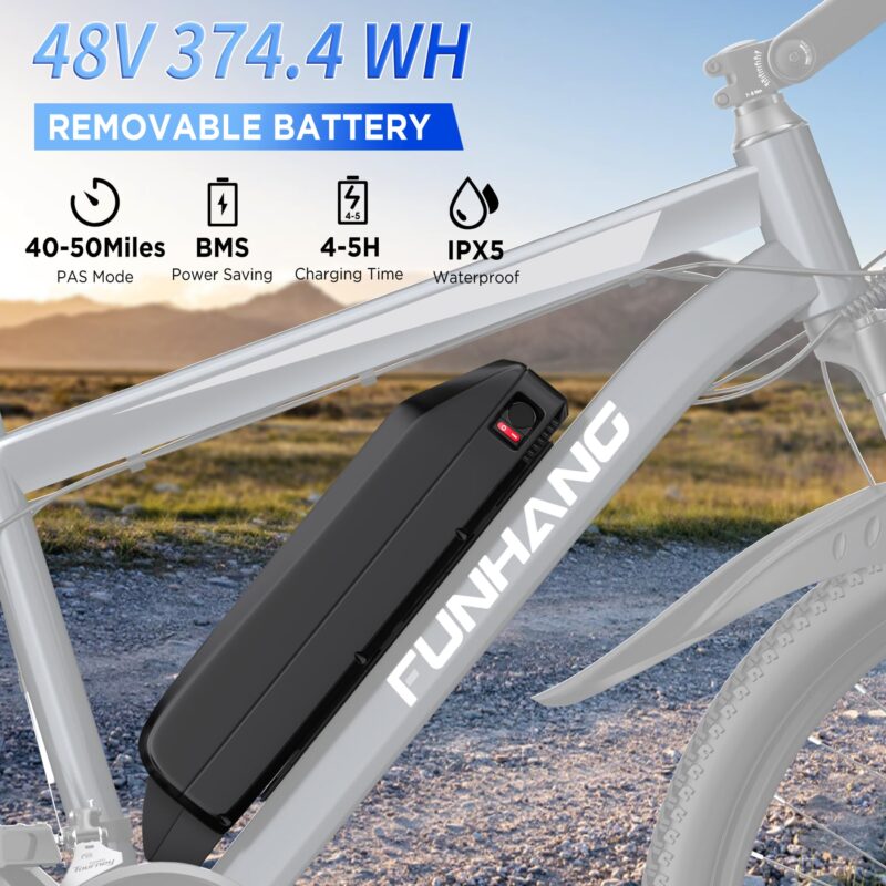 Funhang EB-M1 26″ Electric Mountain Bike – 500 W (1 000 W peak) motor, 48 V 374 Wh removable battery, 35 km h⁻¹ top-speed, up to 80 km range - Image 17