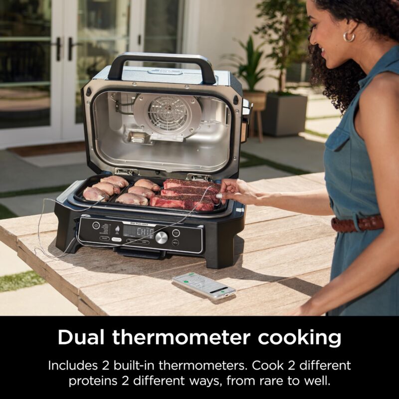 Ninja Woodfire Pro XL OG850 Electric Outdoor Grill and Smoker – 4-in-1 Portable BBQ with Built-In Thermometer, Air Fry, Bake, and Real Woodfire Flavor – Stainless Steel, 22-Inch, Dark Grey - Image 21