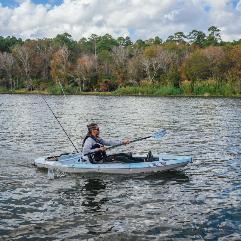 Pelican Sentinel 100X 9′6″ Sit-On-Top Fishing Kayak – Lightweight HDPE Angler Kayak with ERGOLounge™ Seating & ExoPak™ Storage (Forest Mist) - Image 13
